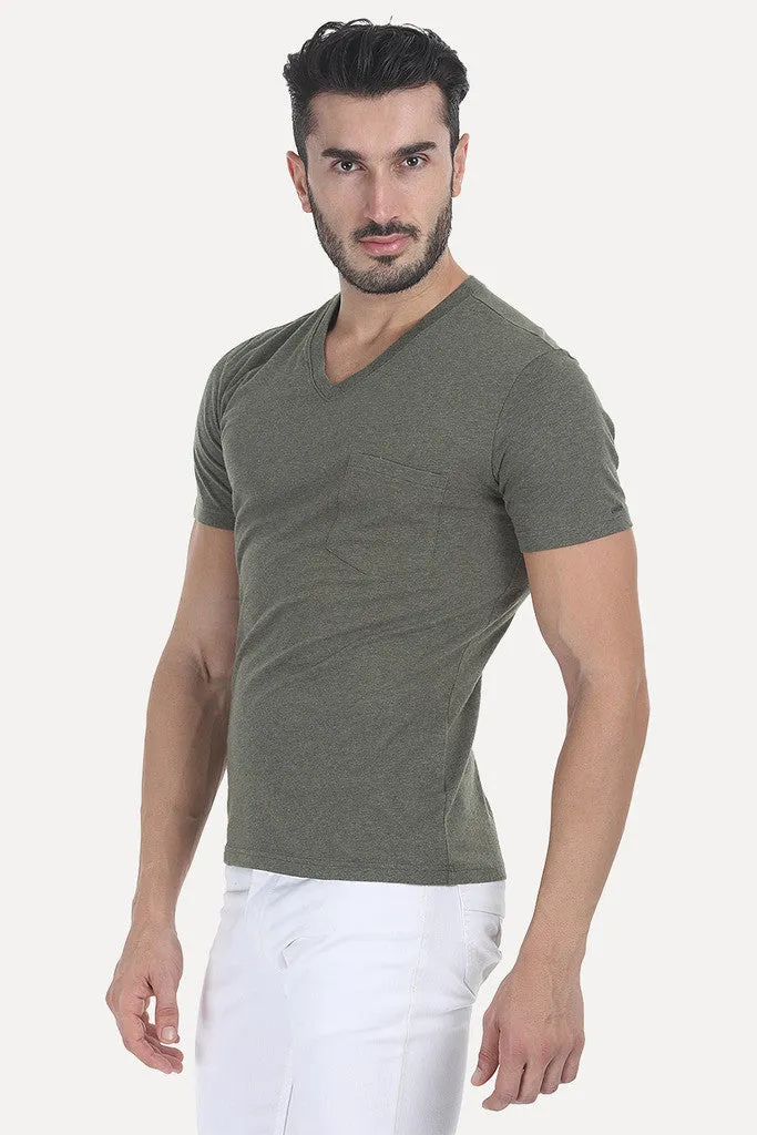 Solid Soft Heather V Neck Tee
