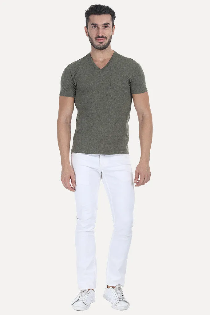 Solid Soft Heather V Neck Tee