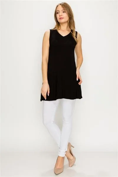 Solid Tank Tunic With Side Pockets Black - Pack of 6