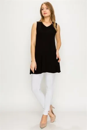 Solid Tank Tunic With Side Pockets Black - Pack of 6