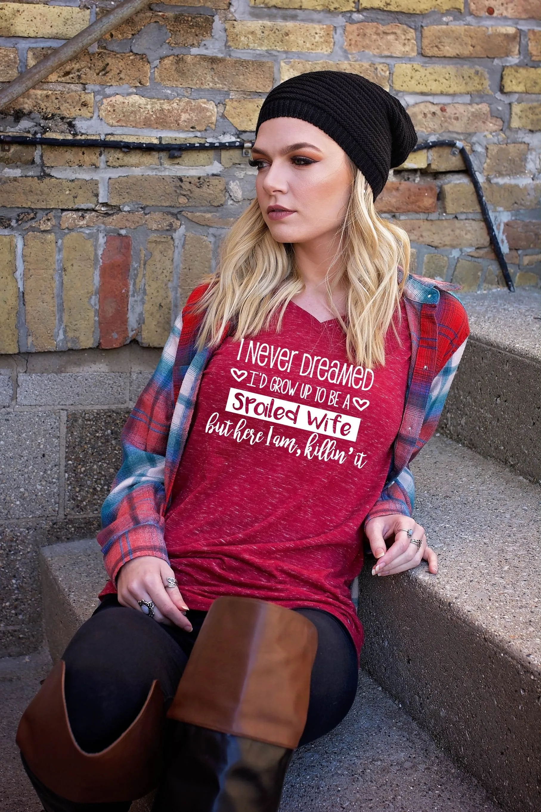 Spoiled Wife Shirt - Wife Shirt - Funny Wife Shirt Unisex V Neck T Shirt