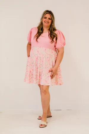 Spring Flare Mini Dress in French Rose