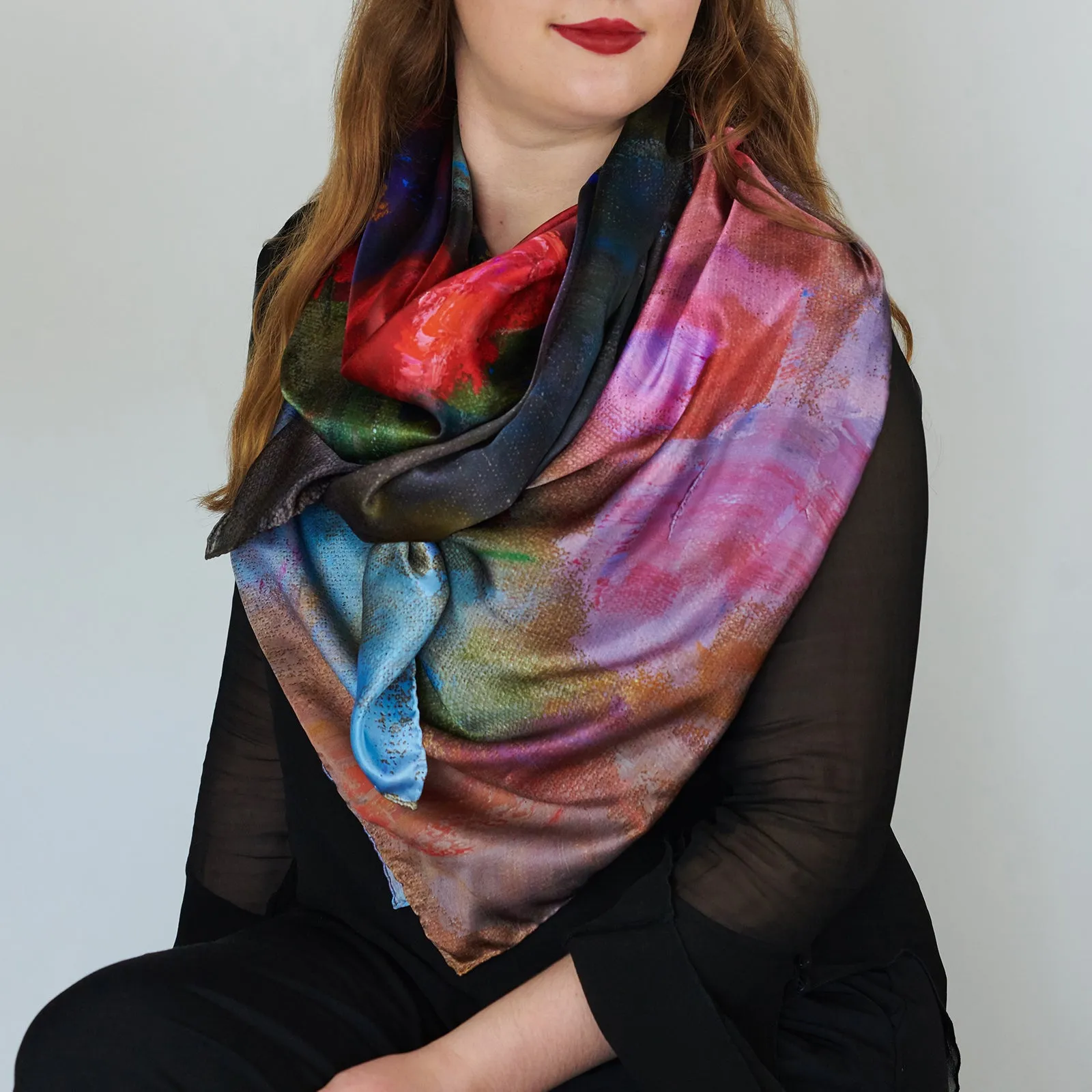 Spring is Coming, 53-inch Square Italian Silk Scarf