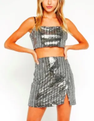 Square Sequin Crop Top
