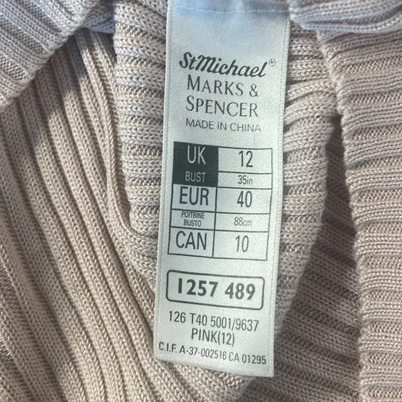 St Michael Marks &amp; Spencer 100% silk turtleneck sweater top long sleeves 10 12