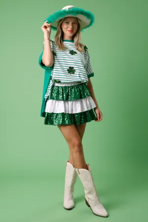 St. Patricks Sequin Clover Top