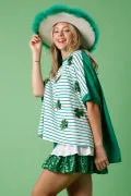 St. Patricks Sequin Clover Top