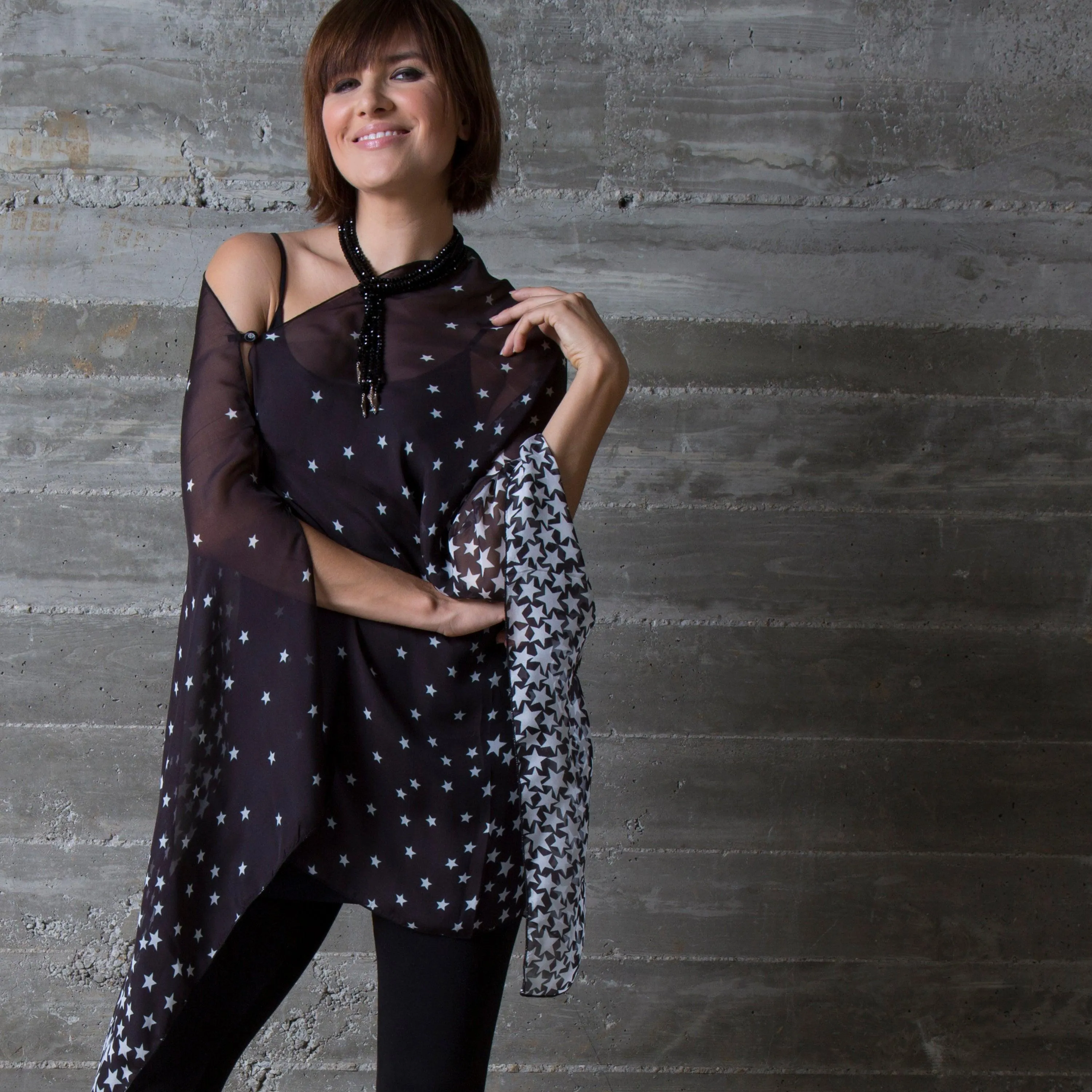 Starlight Silk Chiffon Scarf Wrap