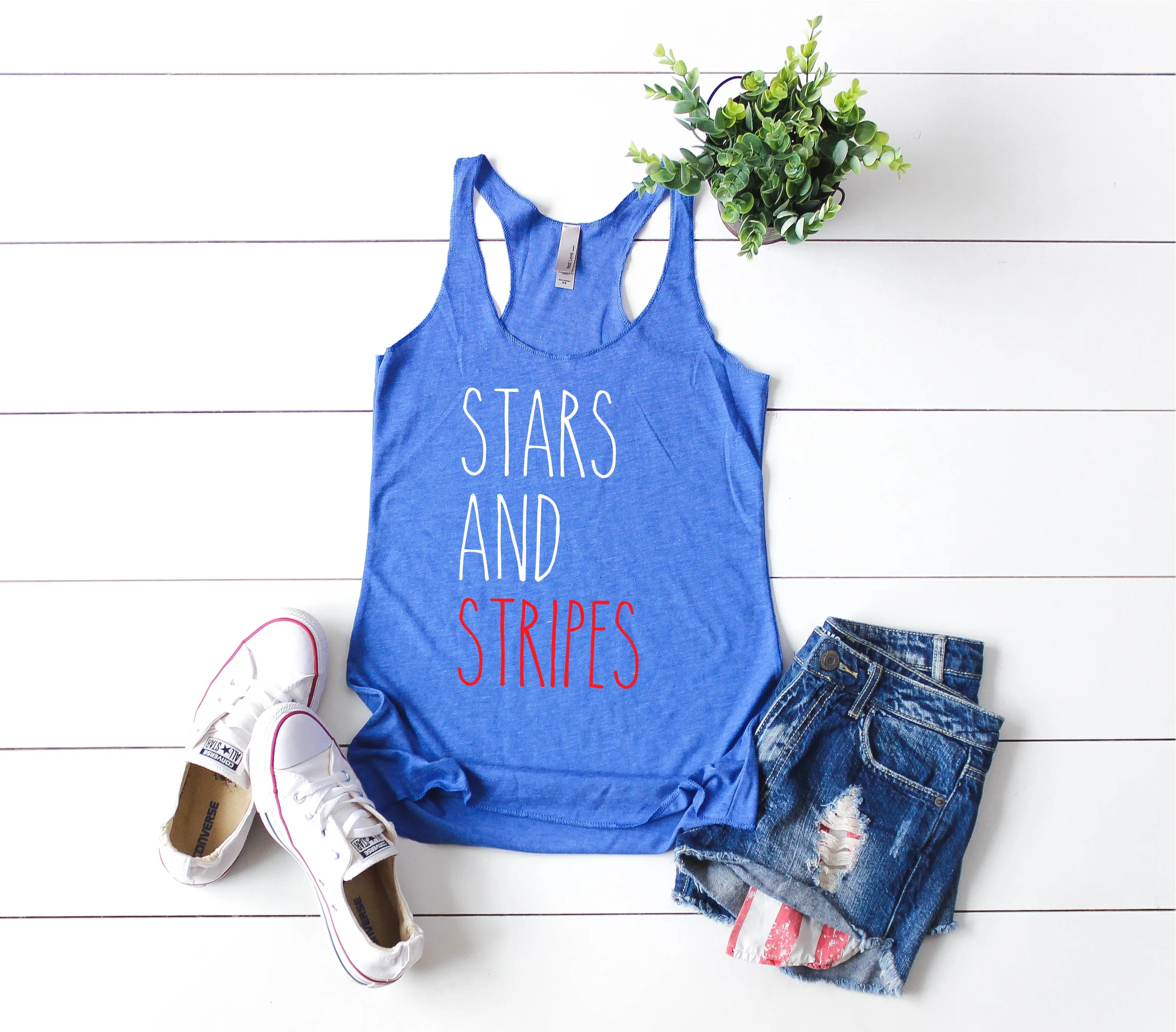 Stars And Stripes Tank | 4th Of July Tank | 4th Of July Shirt | Women's Fitting Racer Tank Shirt