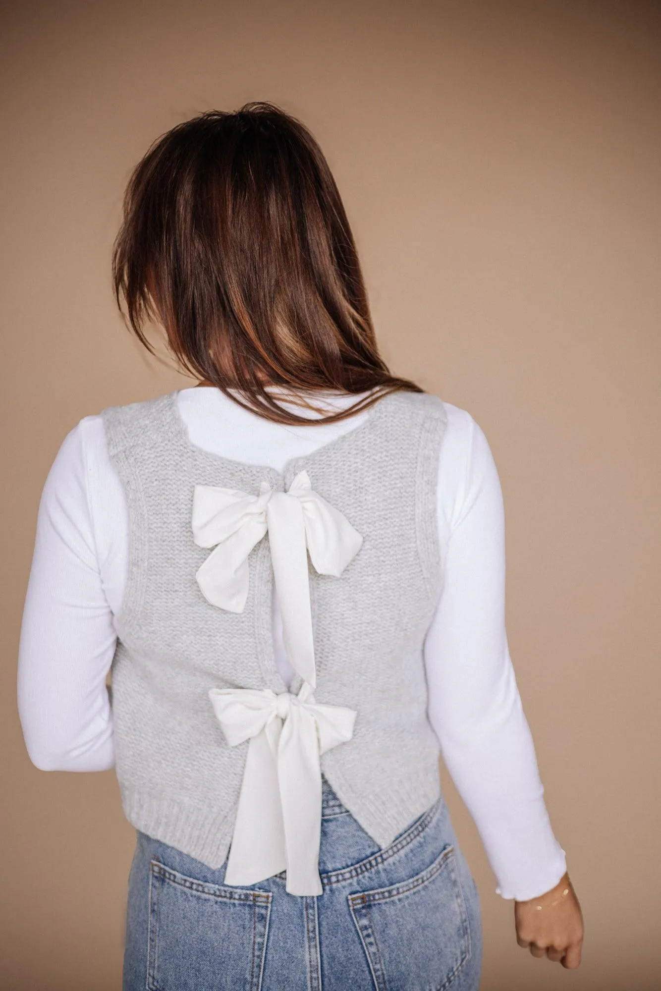 Stevie Sweater Vest Top in Gray