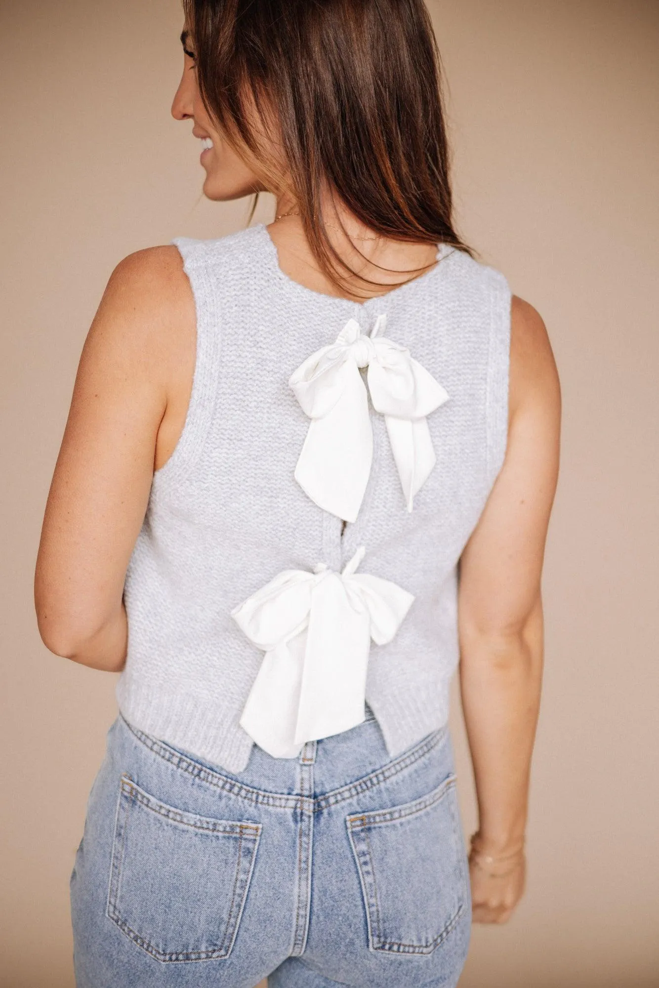 Stevie Sweater Vest Top in Gray