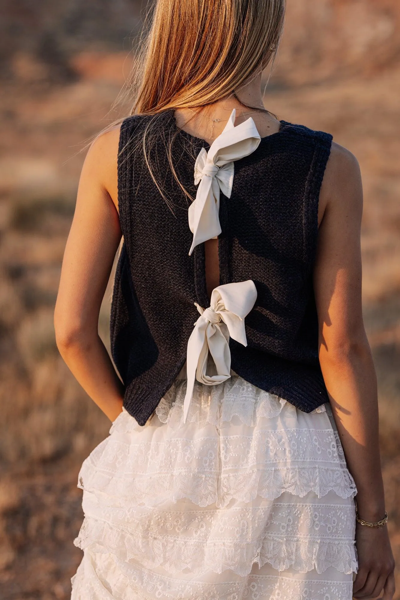 Stevie Sweater Vest Top in Navy