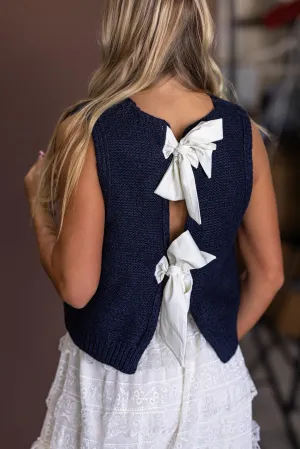 Stevie Sweater Vest Top in Navy