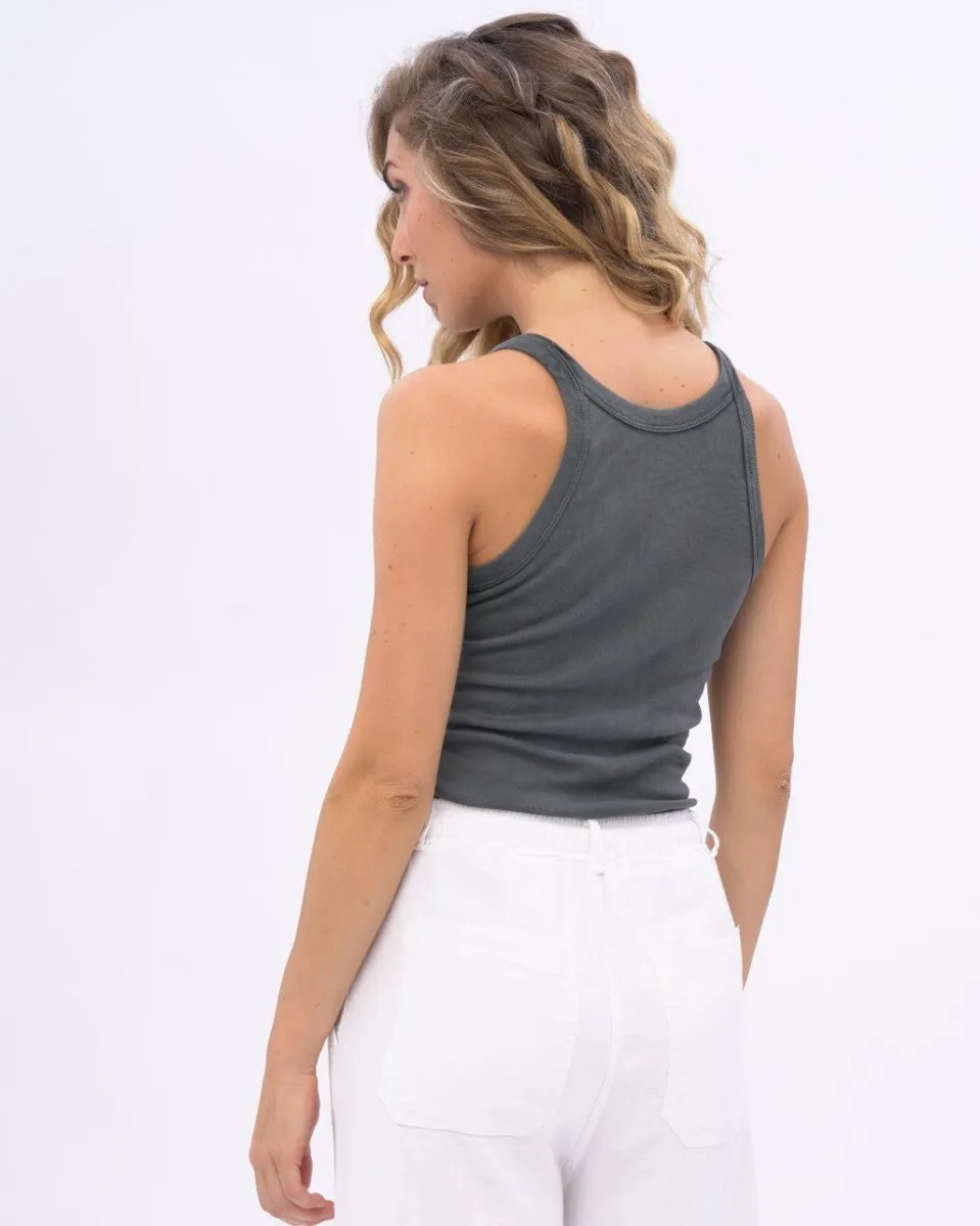 Stonewashed Organic Cotton Fitted Tank Top