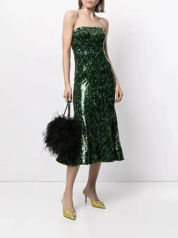 Strapless Sequin Tulled Mini Dress