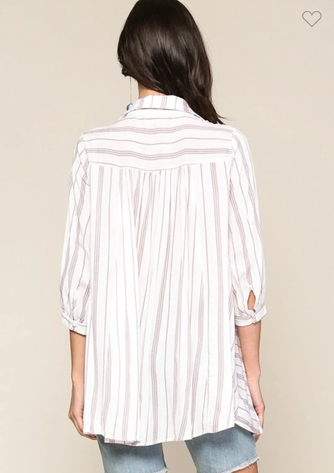 Striped Collar Tunic Top