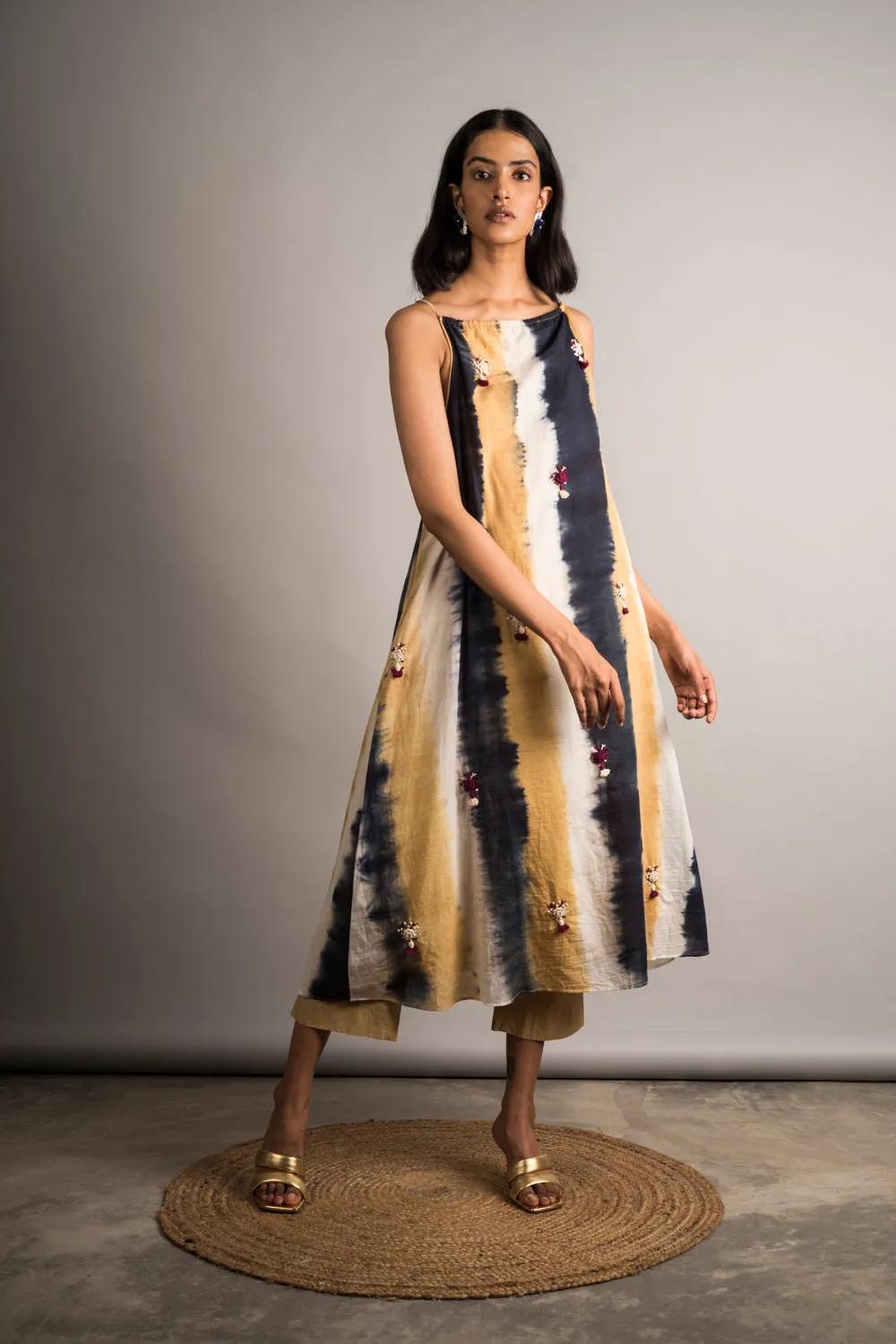 Striped Tie-Dye Embroidered Set