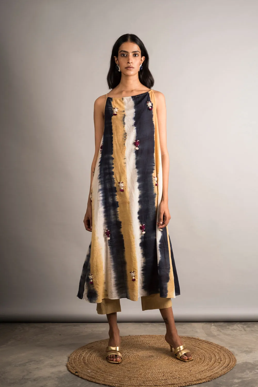 Striped Tie-Dye Embroidered Set