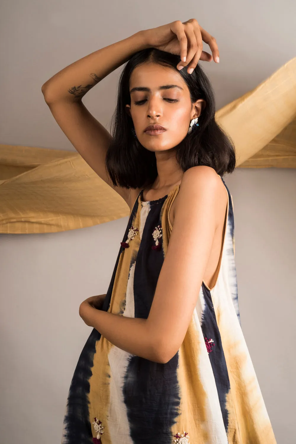 Striped Tie-Dye Embroidered Set