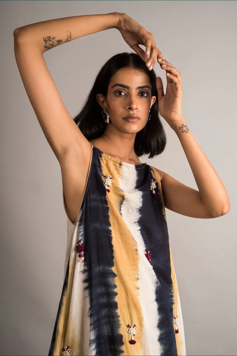 Striped Tie-Dye Embroidered Set