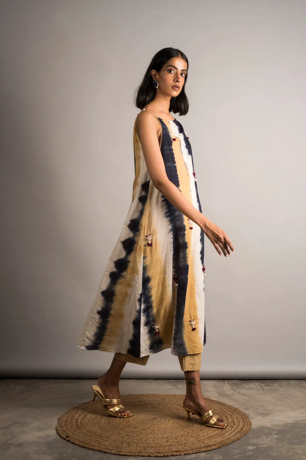Striped Tie-Dye Embroidered Set