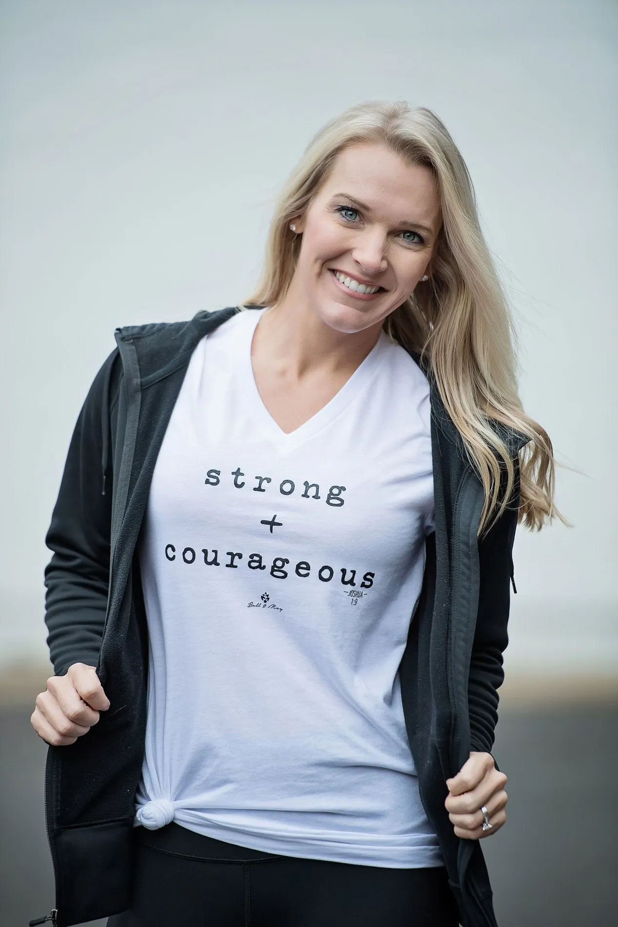 Strong & Courageous V-neck Tee