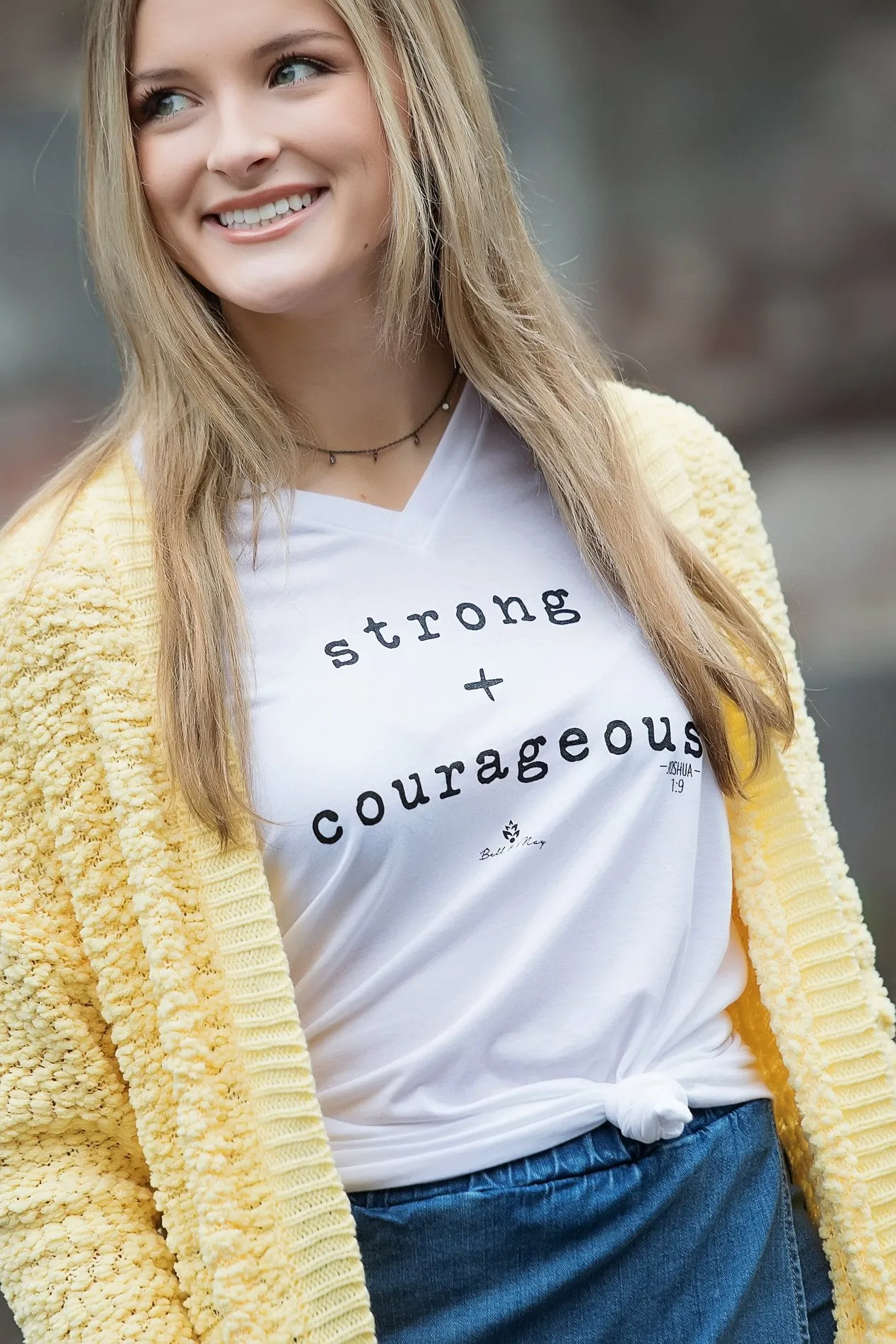 Strong & Courageous V-neck Tee