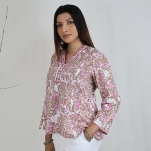 SUCHI Pure Cotton Block Print  Hand Embroidered Top