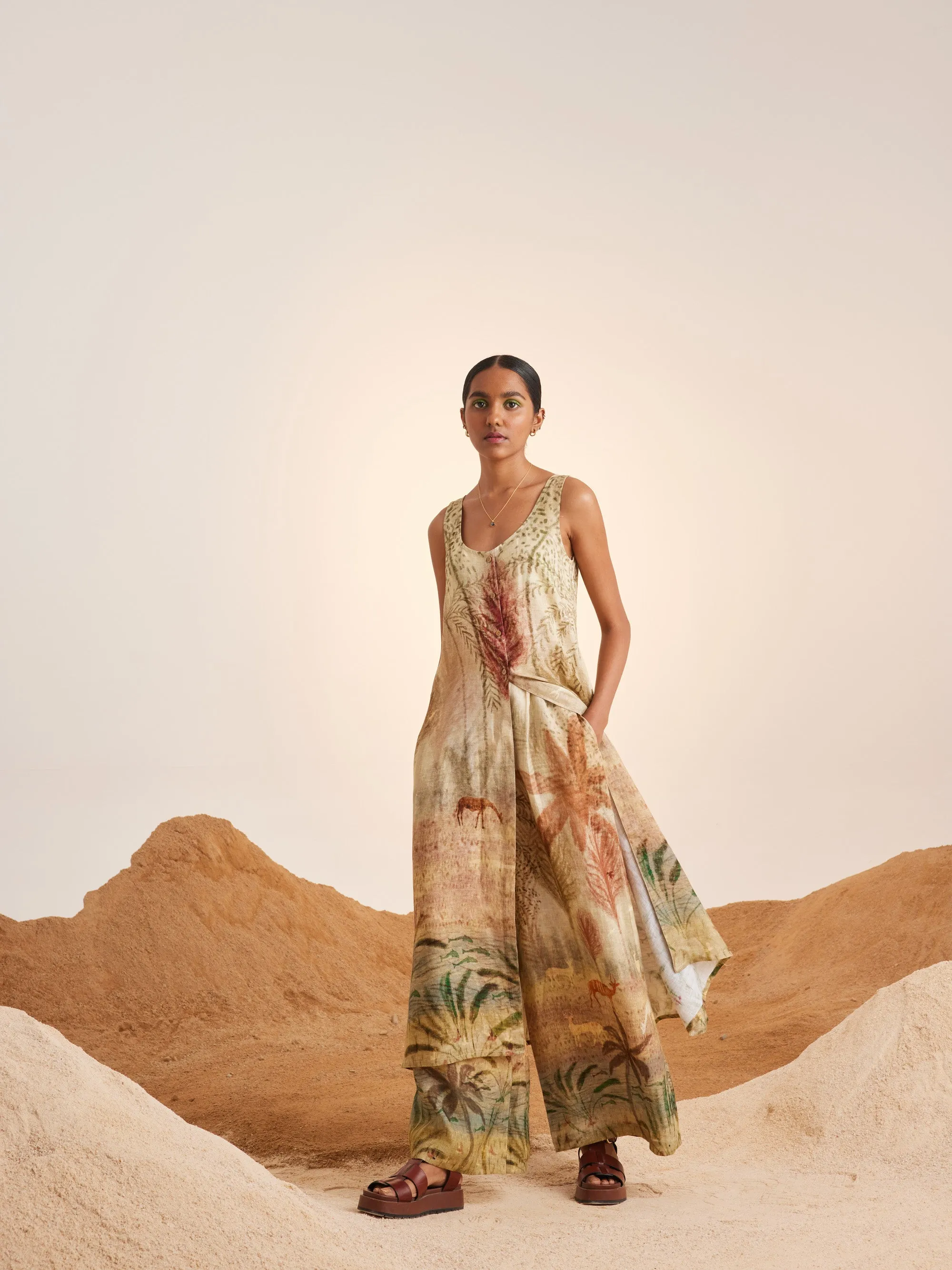 Summer Co-Ord Set Front Slit-Woods-Linen-Ss25-Fslit-Wod-Cord