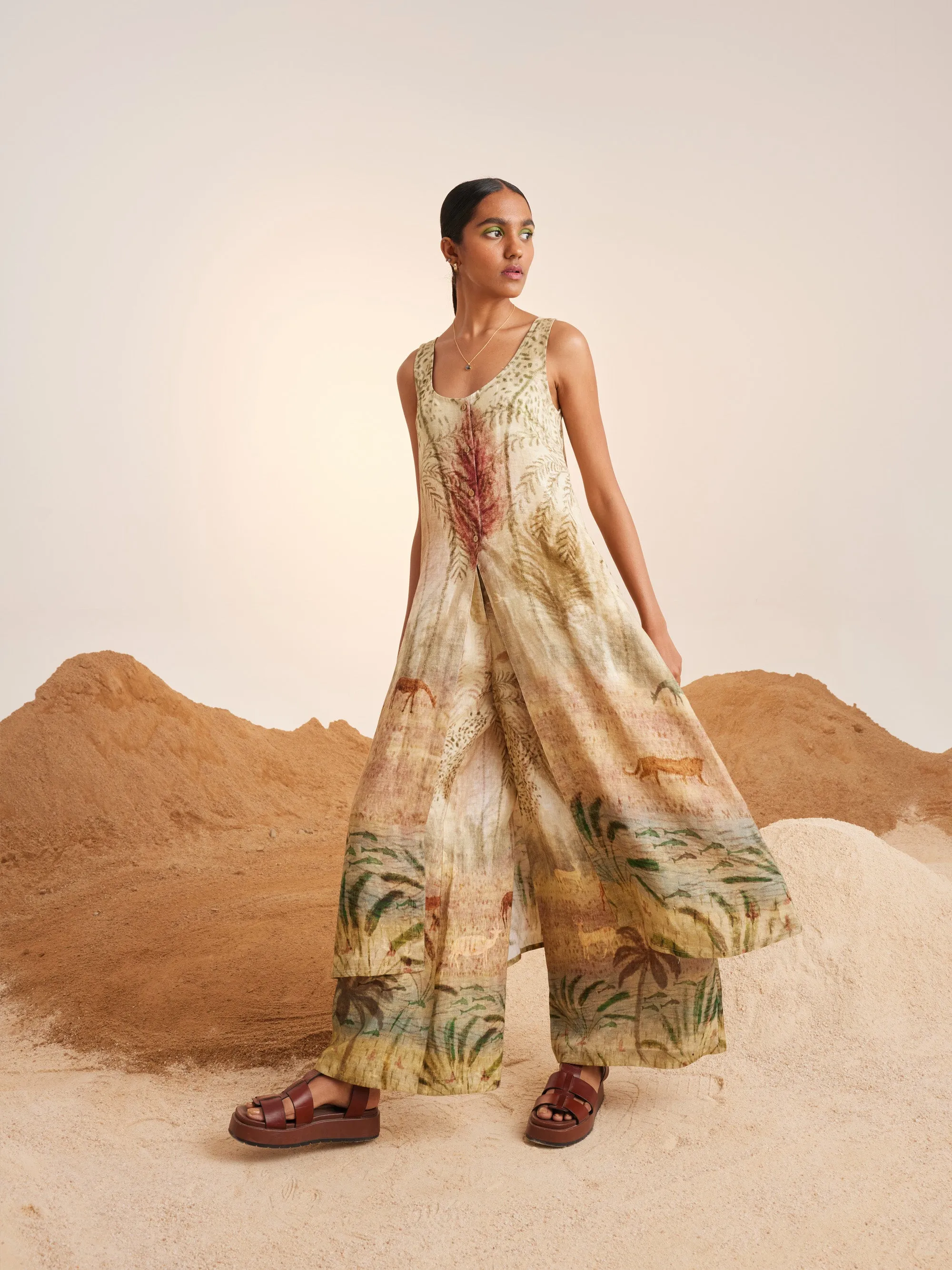 Summer Co-Ord Set Front Slit-Woods-Linen-Ss25-Fslit-Wod-Cord