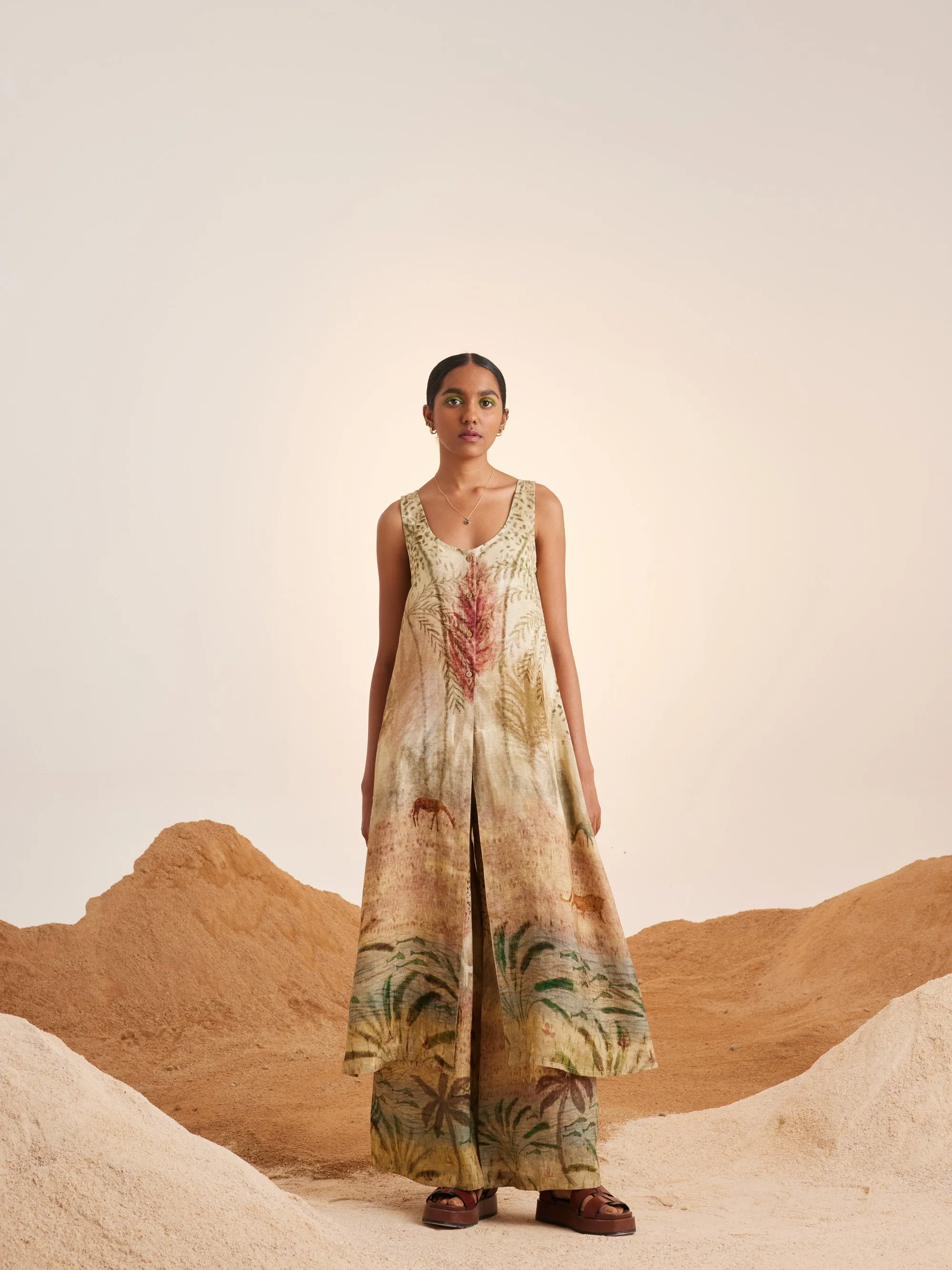 Summer Co-Ord Set Front Slit-Woods-Linen-Ss25-Fslit-Wod-Cord