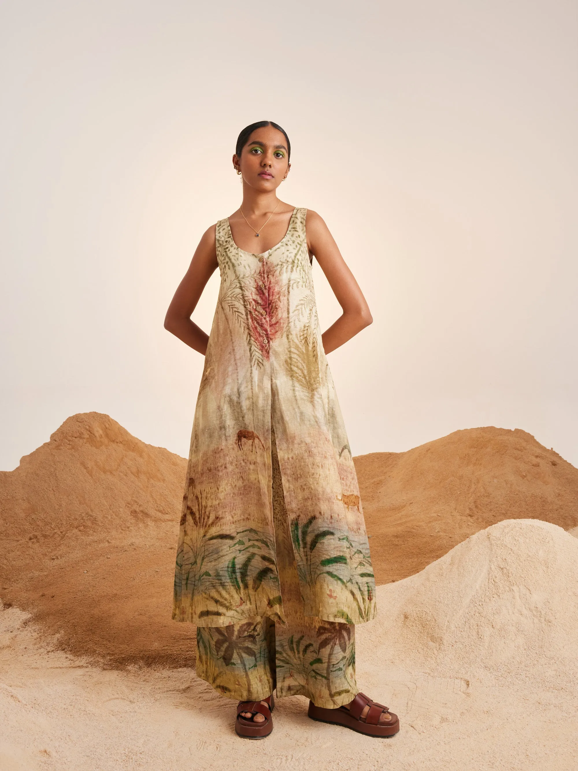 Summer Co-Ord Set Front Slit-Woods-Linen-Ss25-Fslit-Wod-Cord