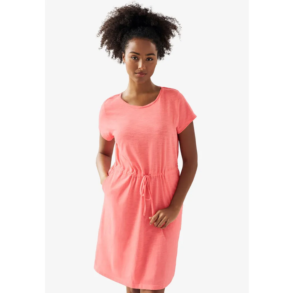 Sweet Coral Knit Drawstring Dress PSW-8484