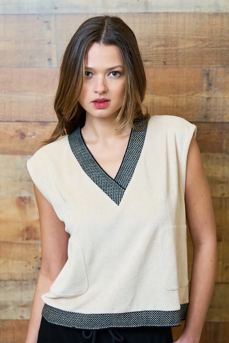 Terry Pullover Vest with Contrasting Trim