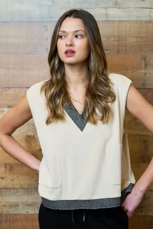 Terry Pullover Vest with Contrasting Trim