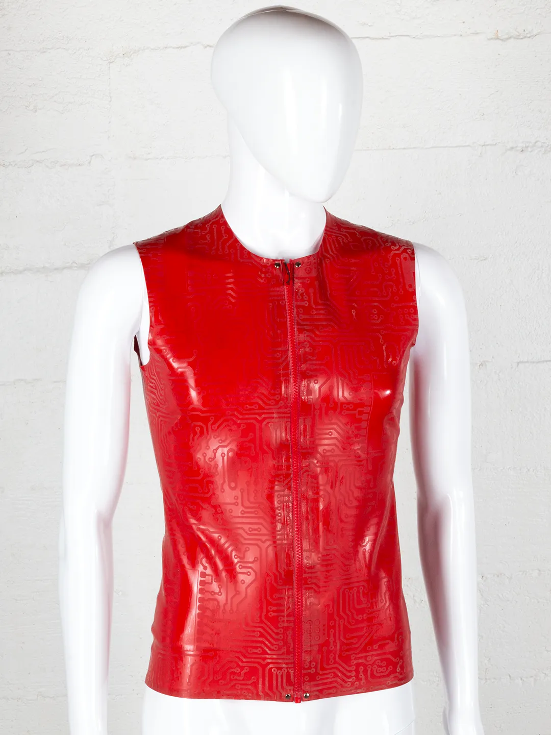 Textured Latex Vest with Front Zip
