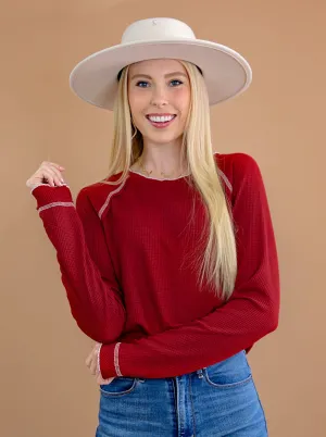 Textured Round Neck Long Sleeve Top
