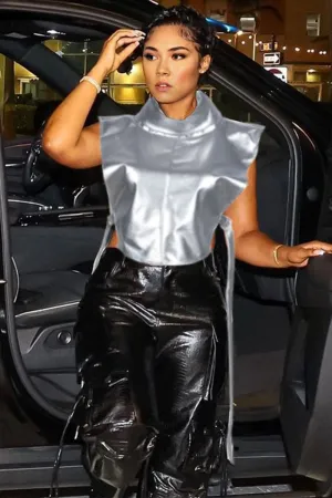 TG0464 Metallic Leather Vest Top