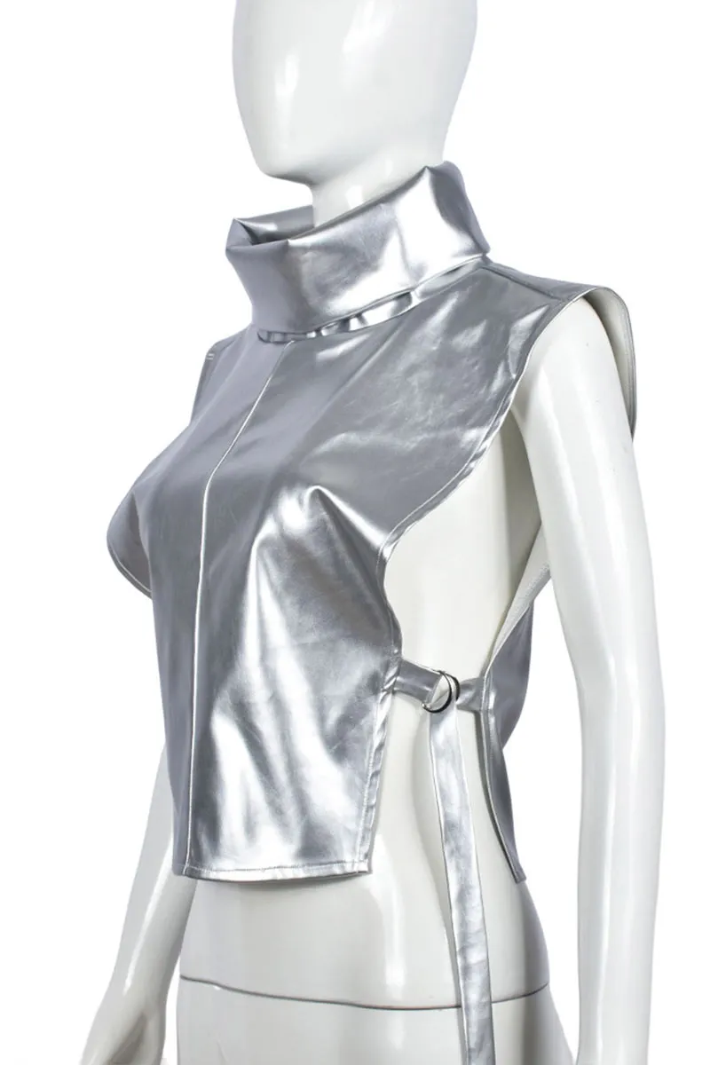 TG0464 Metallic Leather Vest Top
