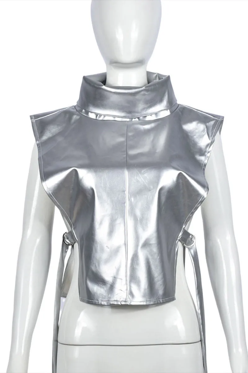TG0464 Metallic Leather Vest Top