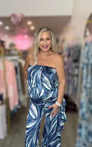 The Blue Sequin Tropical Tube Top