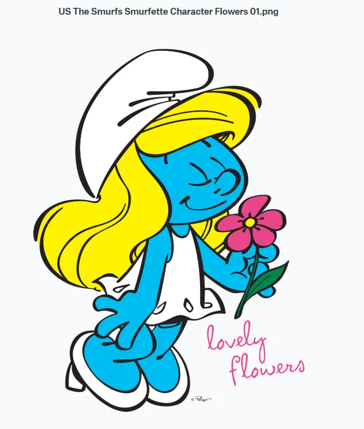 The Smurfs Smurfette Character Flowers Official Women's T-shirt (Black)