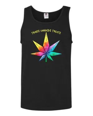 Things cannab*s treats tank top, colorful leaf tank top