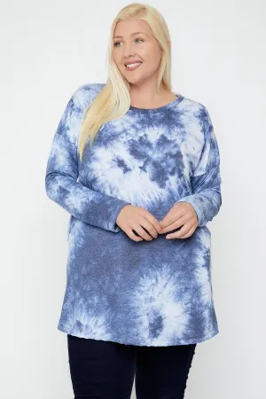Tie Dye Tunic Featuring A Round Neck Top