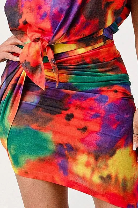 TIEDYE TOP AND WRAP SKIRT