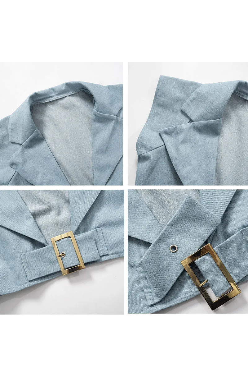 TJ0246 Buckled Denim Top