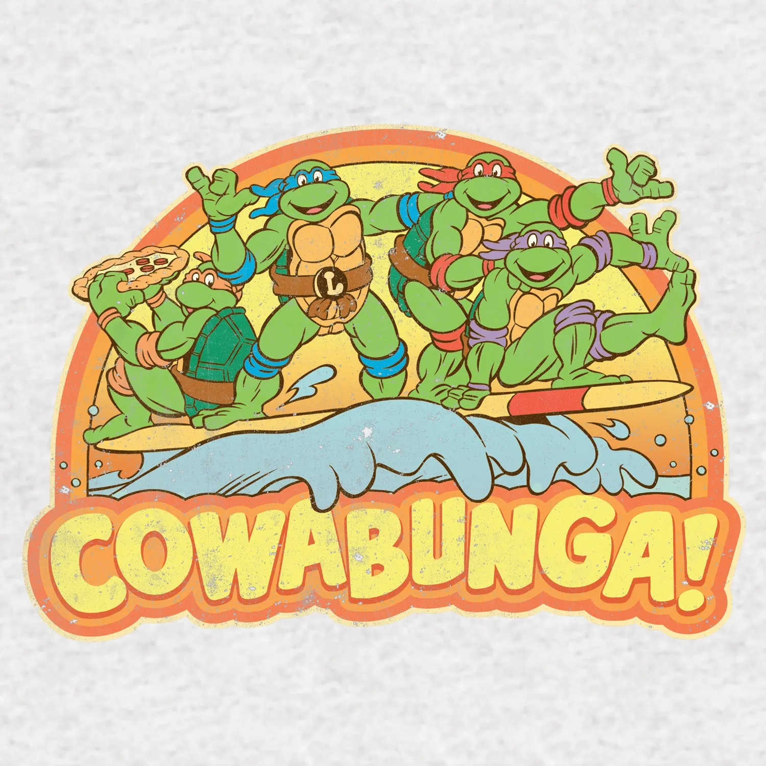 TMNT Gang Retro Cowabunga Official Women's T-Shirt (Heather Grey)