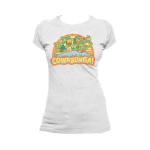 TMNT Gang Retro Cowabunga Official Women's T-Shirt (Heather Grey)