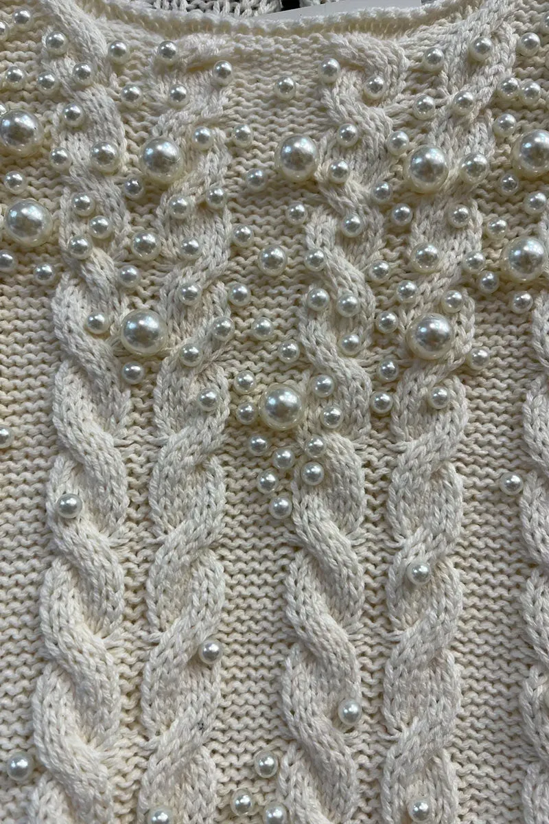 TN0118 Pearls Sleeveless Knit Top