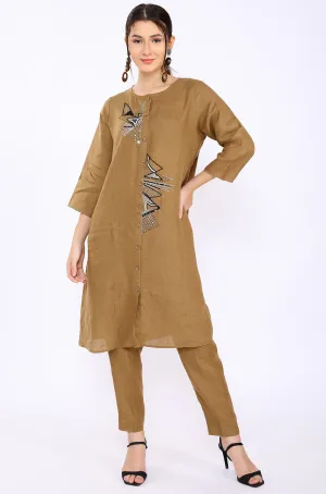 Tobacco Hand Embroidered Lounge Tunic
